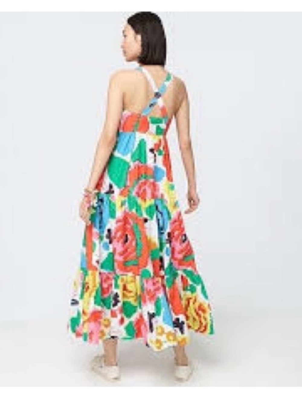 J. Crew Cross Back Empire Waist Maxi Dress Ratti Jardin Floral Print Sz 8 - Picture 4 of 9
